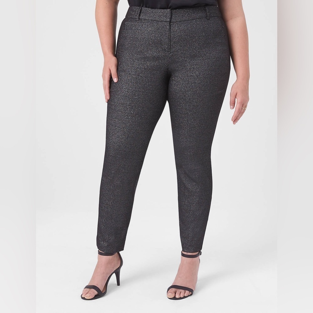 Lane Bryant Signature Fit Slim‎ Ankle 4-Season Pant Black Gold Metallic Size 26